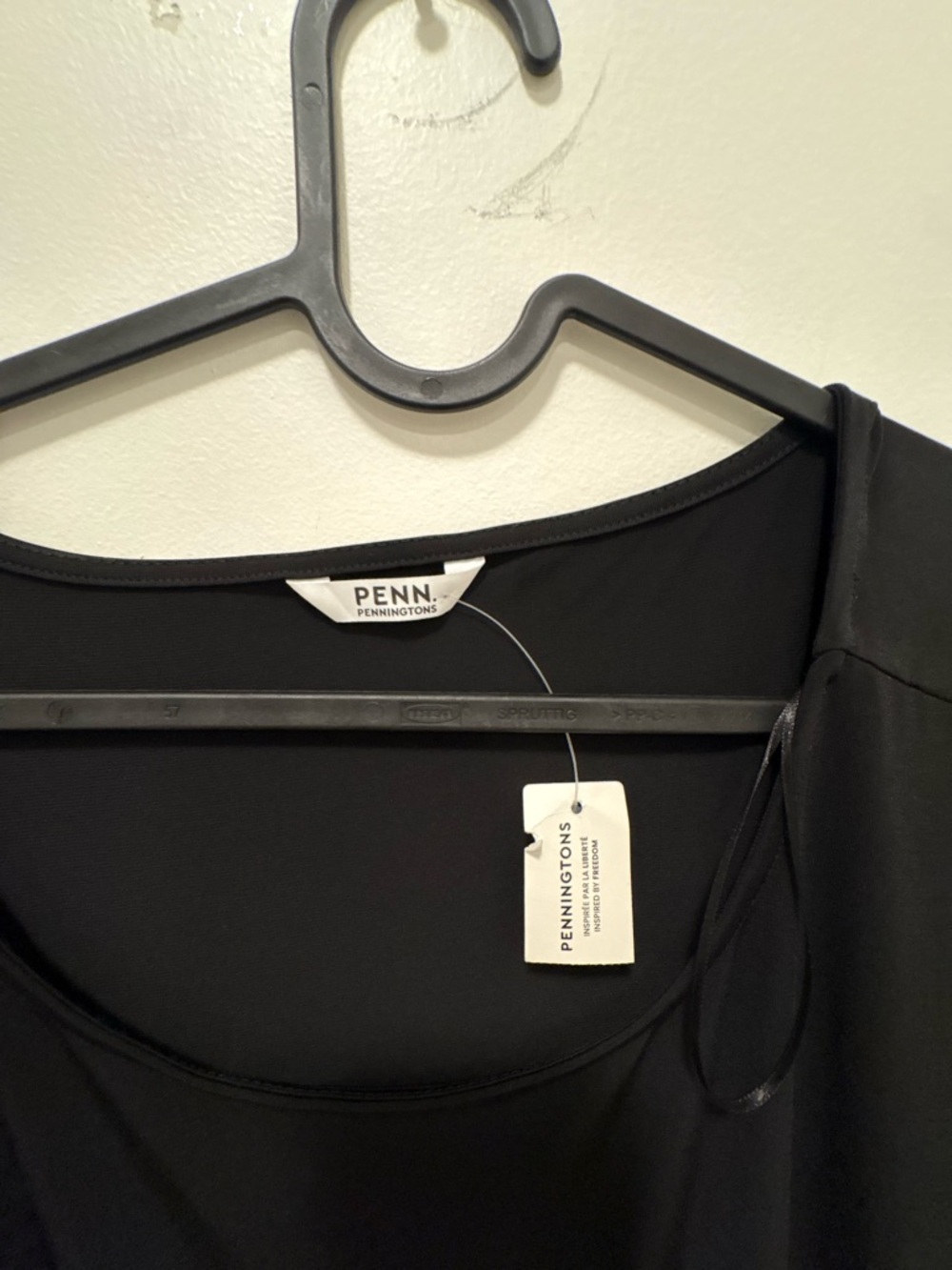 Penningtons Black Midi Dress Short Sleeve Elastic Waist Minimalist NWT - Picture 4 of 8